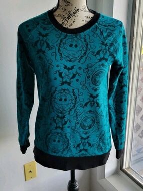 Disney Teal & Black Jack Skellington Crewneck Sweatshirt